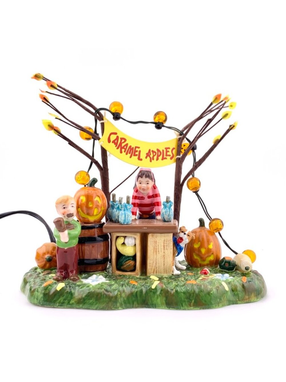 Dept 56 Halloween Caramel Apple Stand 56.55275 Snow Village Boxed Lights Working